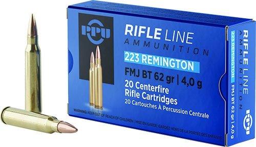 PPU Rifle Ammunition .223 Remington FMJ BT 62gr 3042 fps 20/ct - PPU