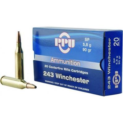 PPU Rifle Ammunition .243 Win 90 gr SP 3100 fps  20/ct - PPU