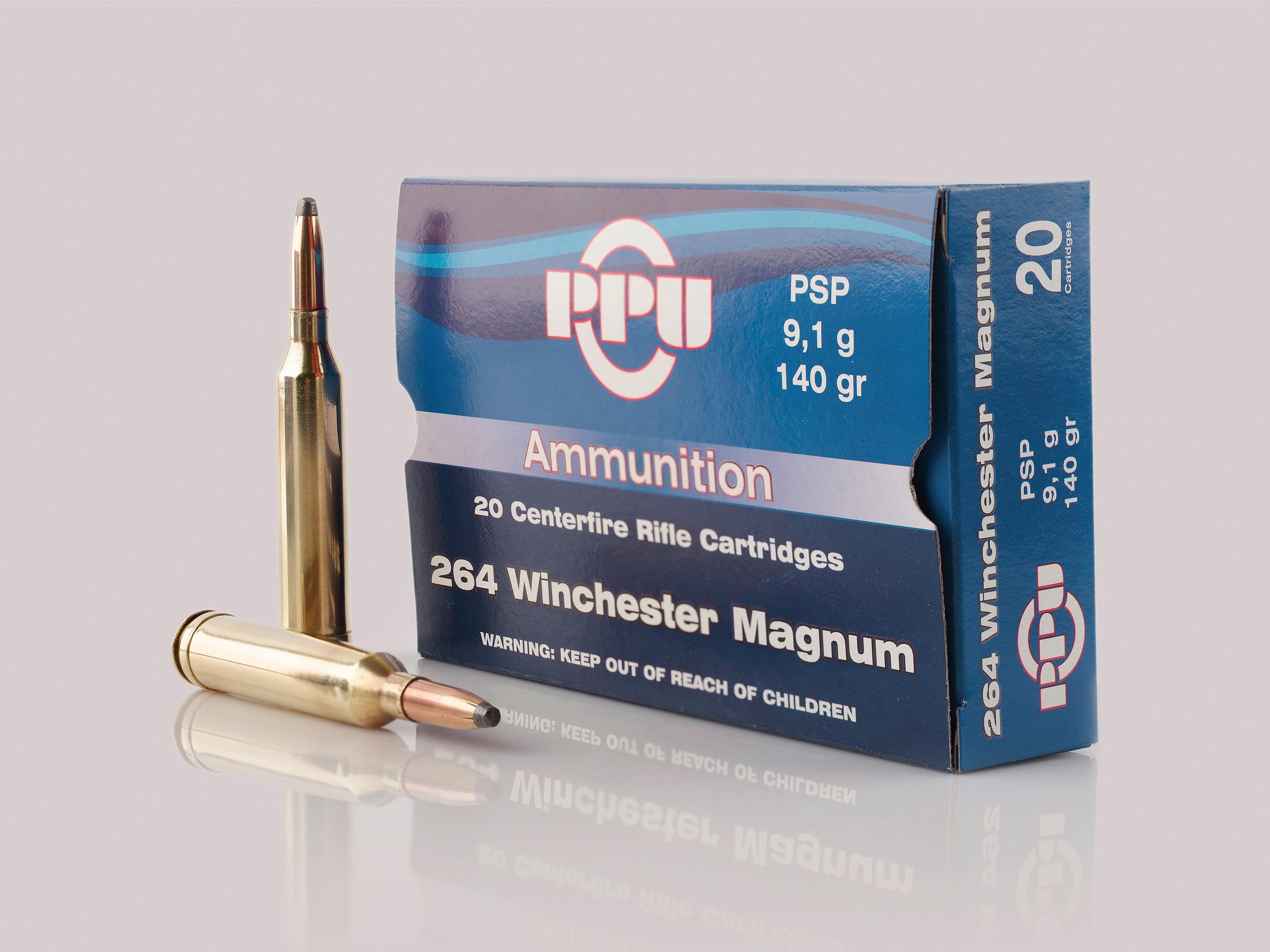 PPU Standard Rifle Ammunition .264 Win Mag PSP 140 gr 3018 fps 20/ct - PPU