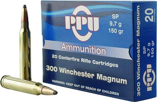 PPU Rifle Ammunition .300 Win Magnum 150 gr SP 3250 fps 20/ct - PPU