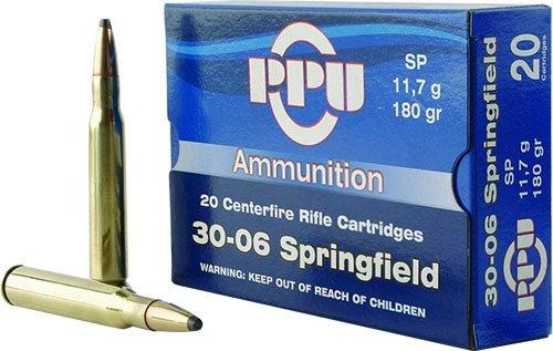 PPU Rifle Ammunition .30-06 Sprg 180 gr SP 2910 fps 20/ct - PPU