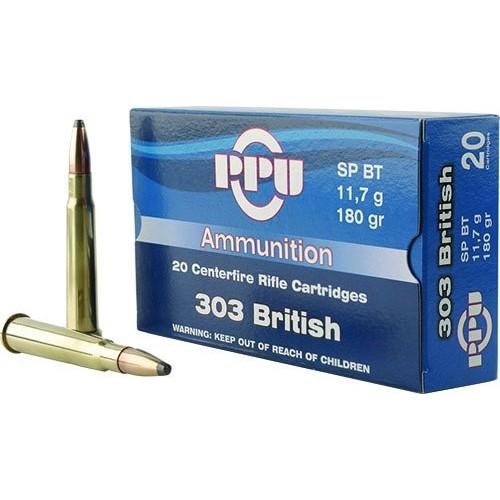 PPU Rifle Ammunition .303 British 180 gr SPBT 2460 fps 20/ct - PPU