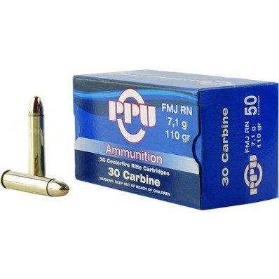 PPU Rifle Ammunition .30 Carbine 110 gr FMJ-RN 1990 fps 50/ct - PPU