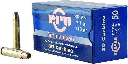 PPU Rifle Ammunition .30 Carbine 110 gr SP 1990 fps 50/ct - PPU