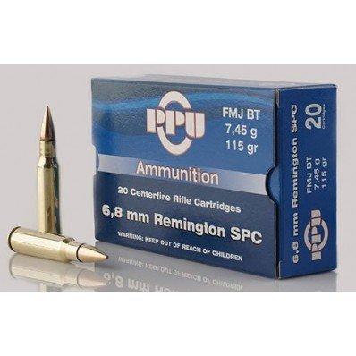 PPU Standard Rifle Ammunition 6.8mm SPC 115 gr FMJBT 2624 fps 20/ct - PPU