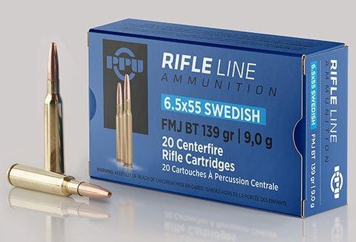 PPU Rifle Ammunition 6.5mm x 55 Swedish 139gr FMJ-BT 2540 fps 20/ct - PPU