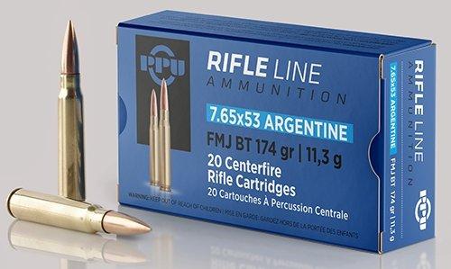 PPU Rifle Ammunition 7.65mm x 53 Argentine 174 gr FMJ 2624 fps 20/ct - PPU