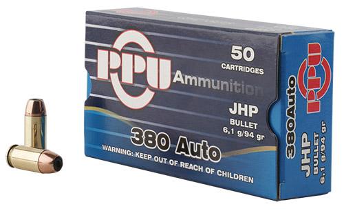 PPU Handgun Ammunition .380 ACP 94 gr JHP 951 fps 951 fps 50/ct - PPU