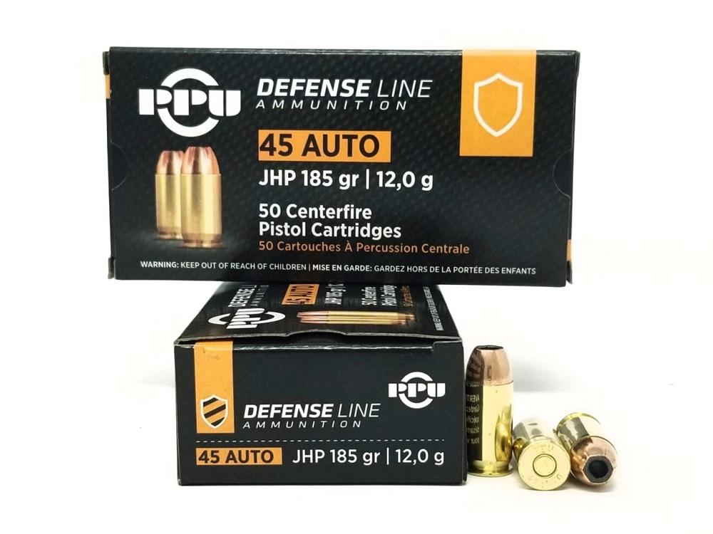 PPU Defense Handgun Ammunition  .45 Acp 185 gr JHP 935 fps 50/ct - PPU