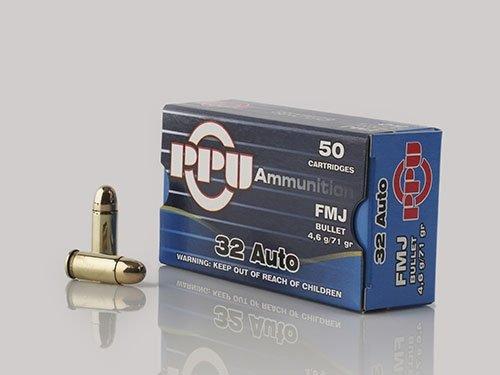 PPU Handgun Ammunition .32 ACP 71 gr FMJ 903 fps 903 fps 50/ct - PPU