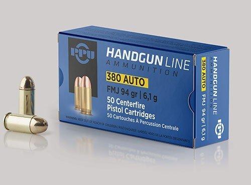 PPU Handgun Ammunition .380 ACP 94 gr FMJ 951 fps 951 fps 50/ct - PPU