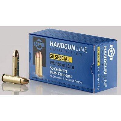 PPU Handgun Ammunition .38 Spl 130 gr FMJ 902 fps 50/ct - PPU