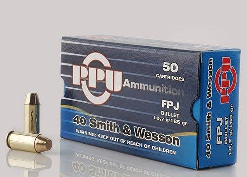 PPU Handgun Ammunition .40 S&W  165 gr FPJ  1541 fps 50/ct - PPU