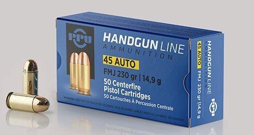 PPU Handgun Ammunition .45 ACP  230 gr FMJ  836 fps 50/ct - PPU