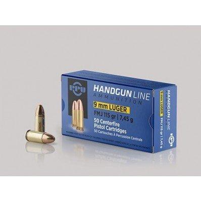 PPU Handgun Ammunition 9mm Luger  115 gr FMJ  1145 fps 50/ct - PPU