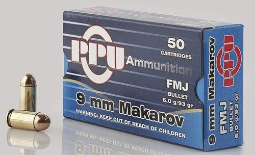 PPU Handgun Ammunition 9mm x 18 Makarov 93 gr FMJ 50/ct - PPU