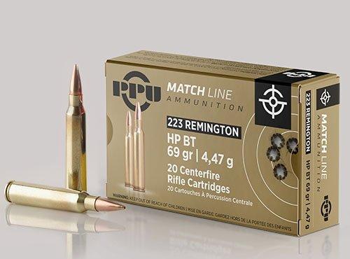 PPU Match Ammunition .223 Rem Match 69 gr HPBT 2855 fps 20/ct - PPU