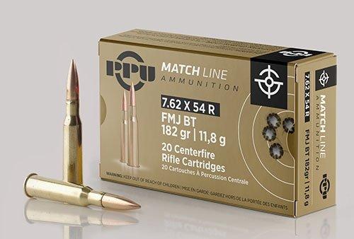 PPU Match Rifle Ammunition 7.62mm x 54R Match 182 gr FMJ-BT 2625 fps 20/ct - PPU