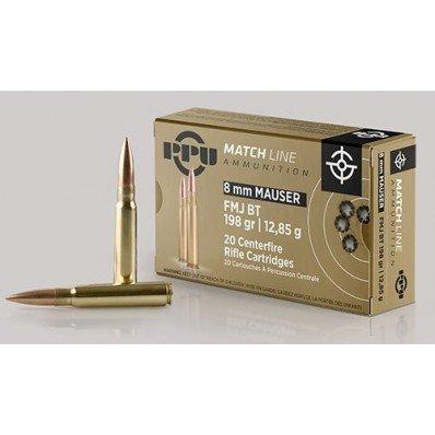 PPU Match Rifle Ammunition 8mm Mauser Match 200 gr FMJ 2300 fps 20/ct - PPU