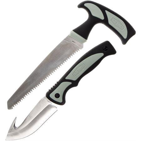 Battenfeld Knives Old Timer Hunter Combo Serrated Blade and Guthook Blade Black and Grey - Old Timer