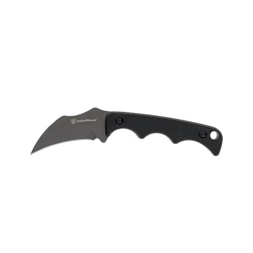 Smith & Wesson H.R.T. Karambit Neck Fixed Knife 2" Cleaver Blade Black with Nylon Sheath Blister - Smith & Wesson