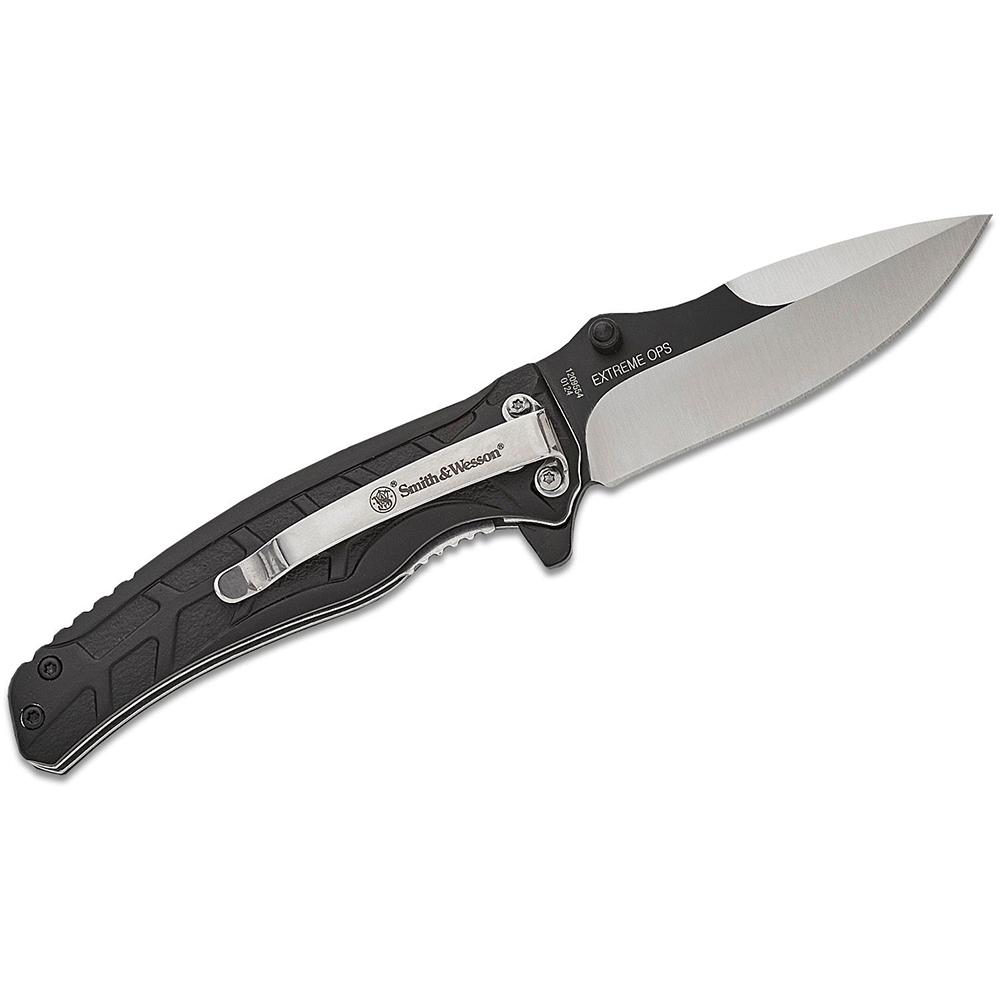 Smith & Wesson Extreme Ops Folding Knife 3" Drop Point Blade Two Tone Black Silver - Smith & Wesson