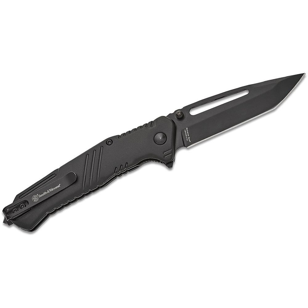 Smith & Wesson Extreme Ops Folding Knife 3-1/2" Tanto Blade Black with Glass Breaker - Smith & Wesson