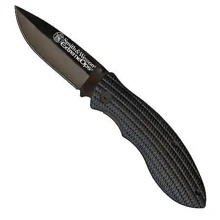 Smith & Wesson Extreme Ops Liner Lock Folding Knife 3-1/4" Drop Point Blade Black - Smith & Wesson