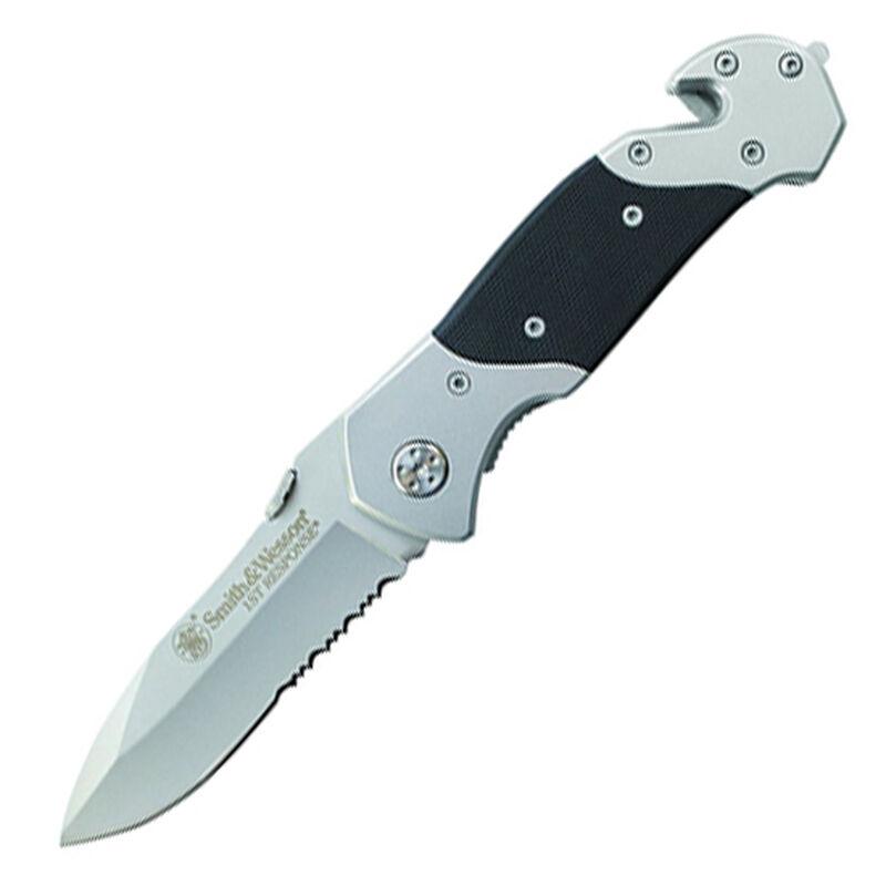 Smith & Wesson First Responder Folding Knife 3-3/10" Serrated Drop Point Blade Black Silver - Smith & Wesson