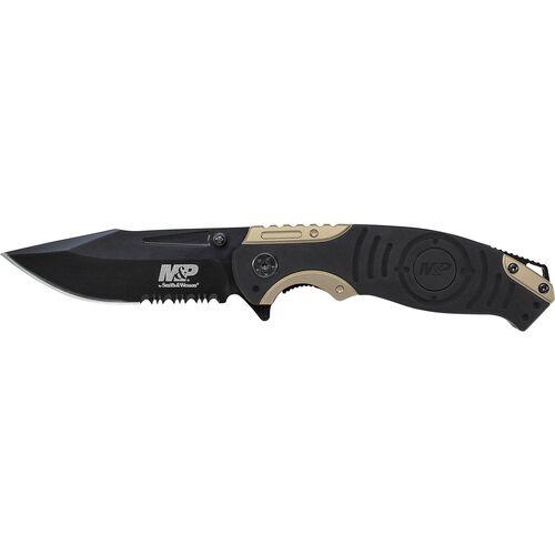 Smith & Wesson M&P Drop Point Folding Knife Liner Lock 3 1/2" Blade Black and Tan - Smith & Wesson