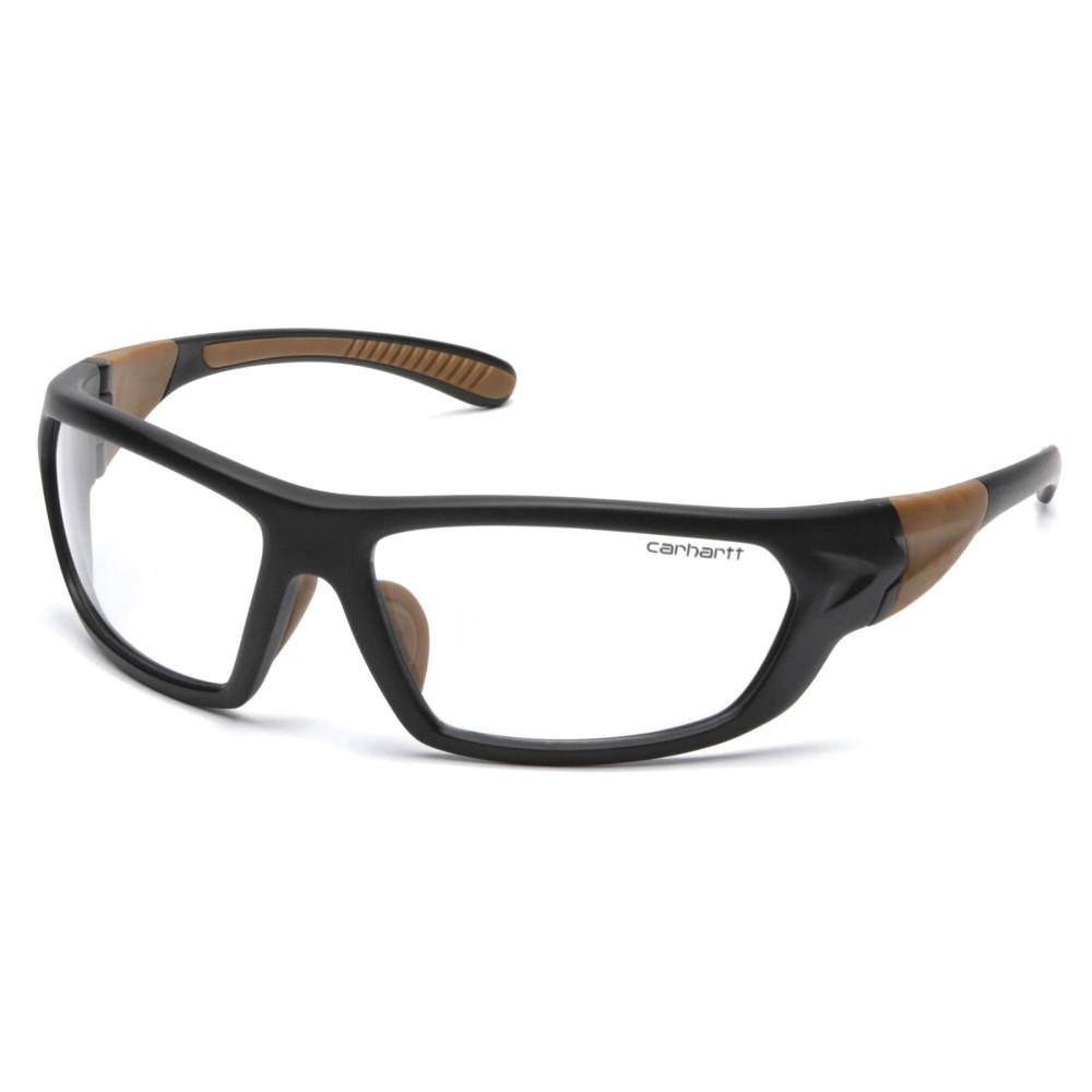 Pyramex Carhartt Carbondale Shooting Glasses Black and Tan with Clear Lens - Pyramex Safety