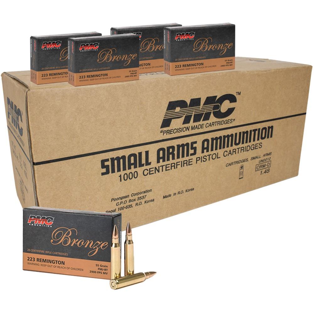 PMC Bronze Rifle Ammunition .223 Rem 55 gr FMJ 2900 fps 1000/ct - PMC