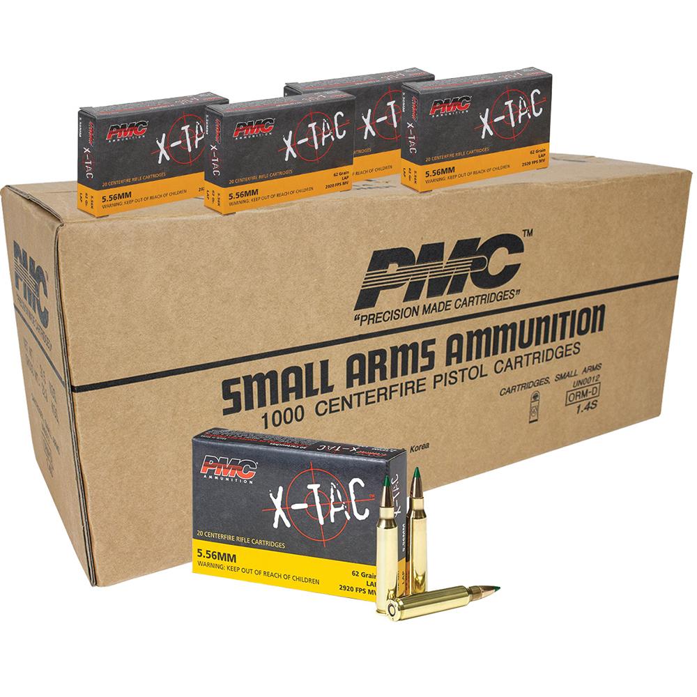 PMC X-Tac Rifle Ammunition 5.56 NATO 62 gr Green Tip 1000/ct Case (50-20/ct Boxes) - PMC