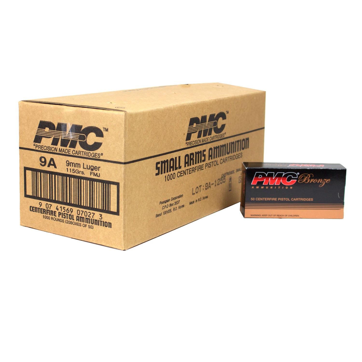 PMC Bronze Handgun Ammunition 9mm Luger 115 gr FMJ 1150 fps 1000/ct - PMC