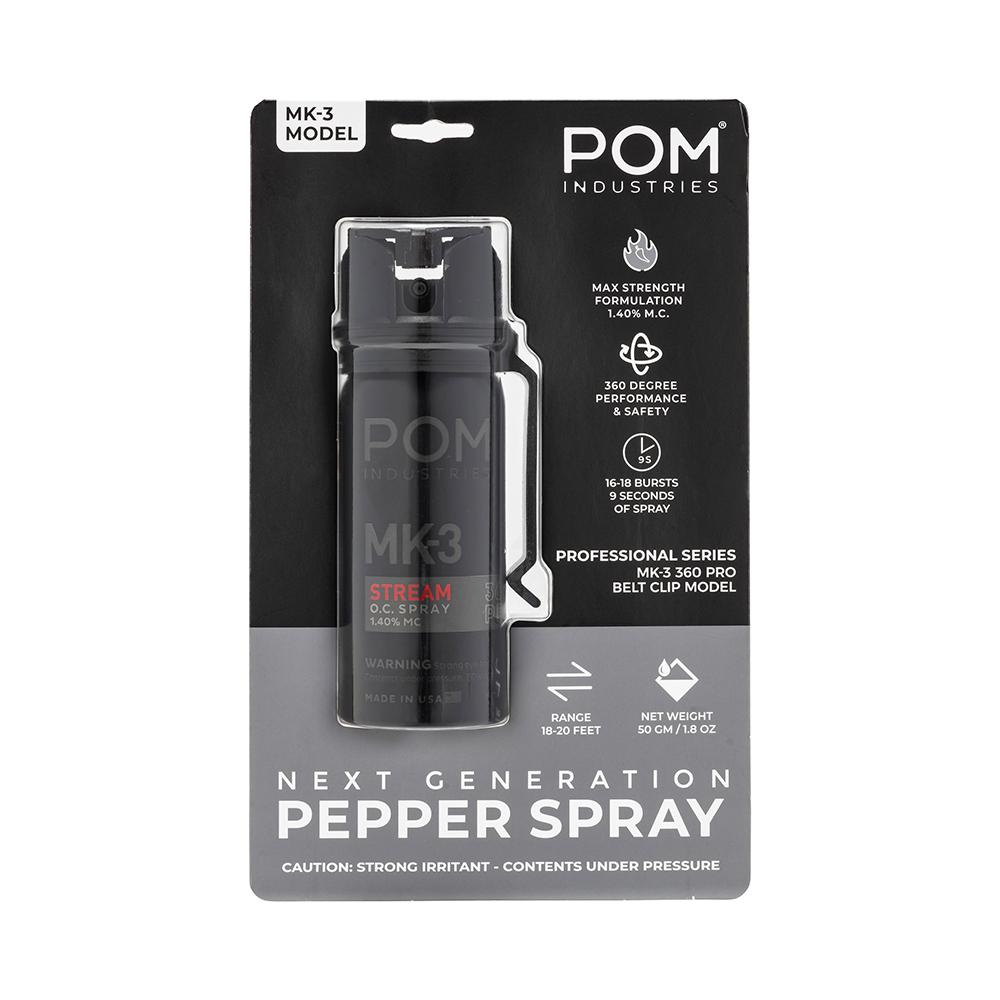POM Pepper Spray MK3 Professional Model Black 2 oz - POM Industries