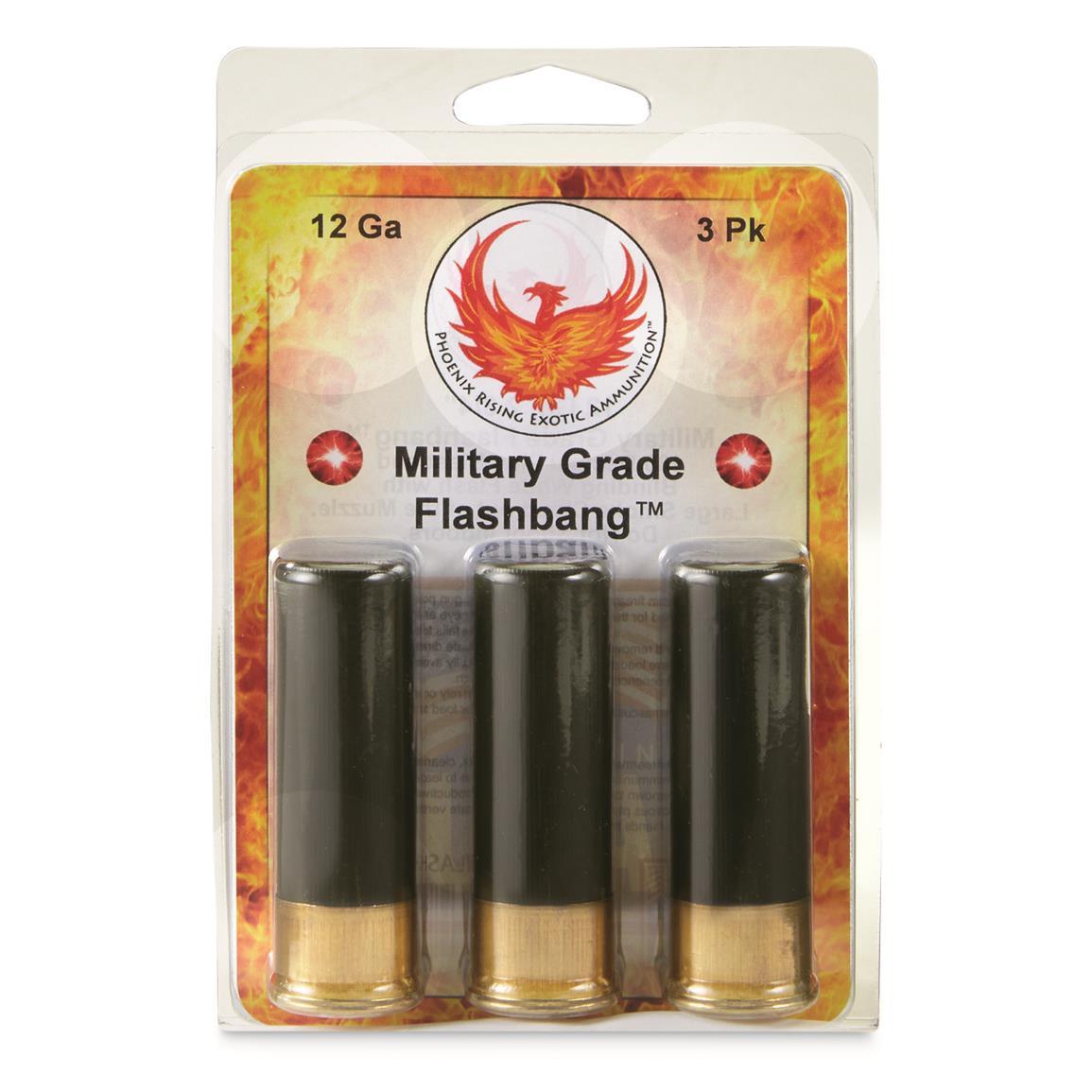 Phoenix Rising Military Grade Flash Bang Shotshells 12ga  2-3/4" 180 plus Decibel White Blast 3/ct - Phoenix Rising