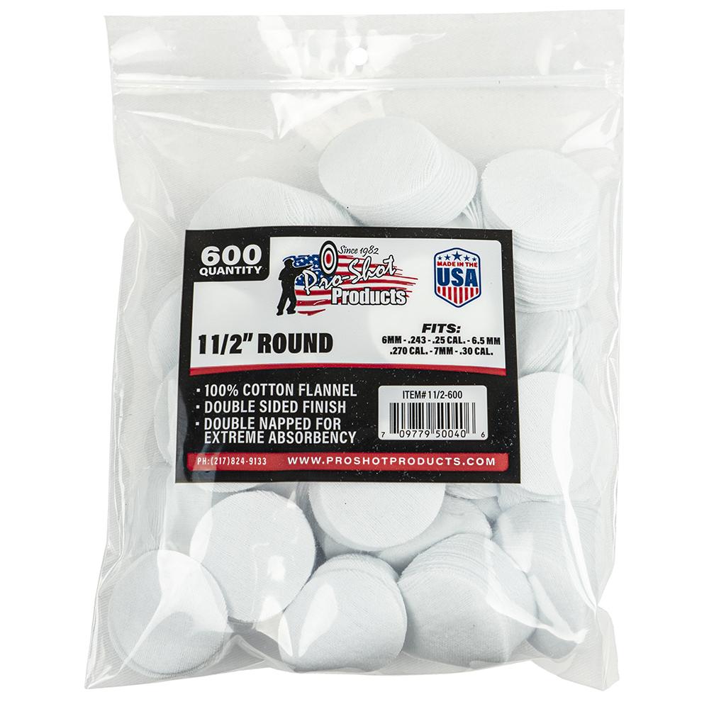 Pro-Shot 1 1/2" Round 100% Cotton Patches 600/ct - Pro-Shot