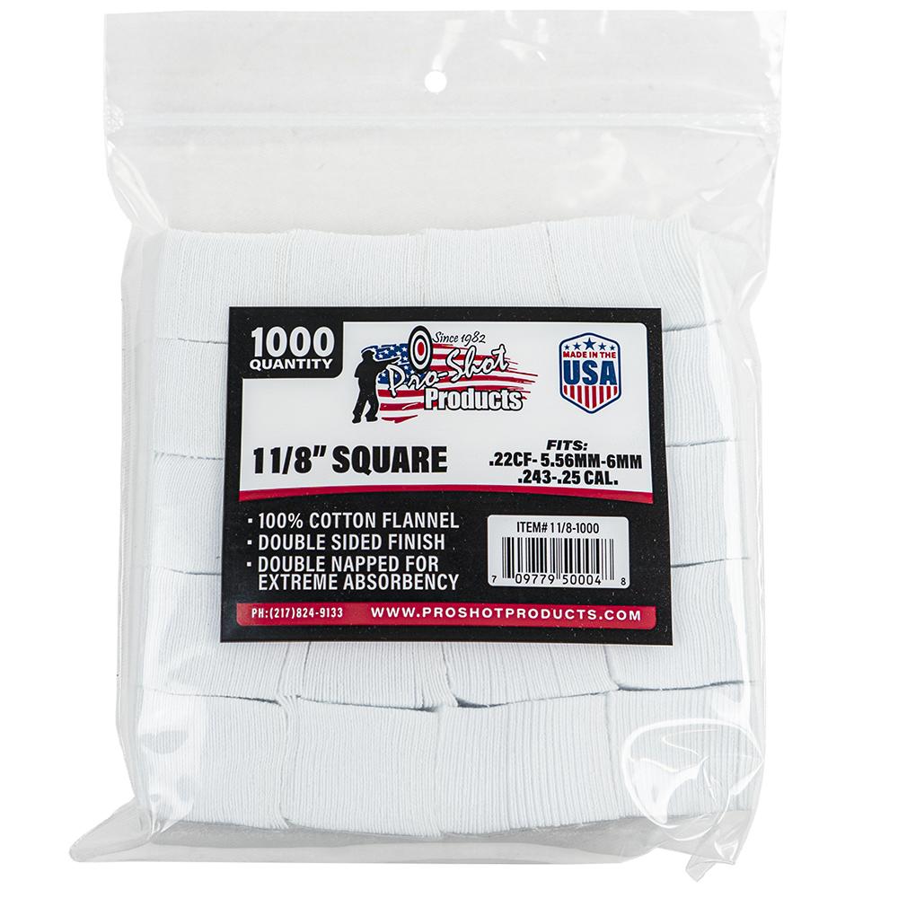 Pro-Shot 1 1/8" Square 100% Cotton Patches 1000/ct - Pro-Shot