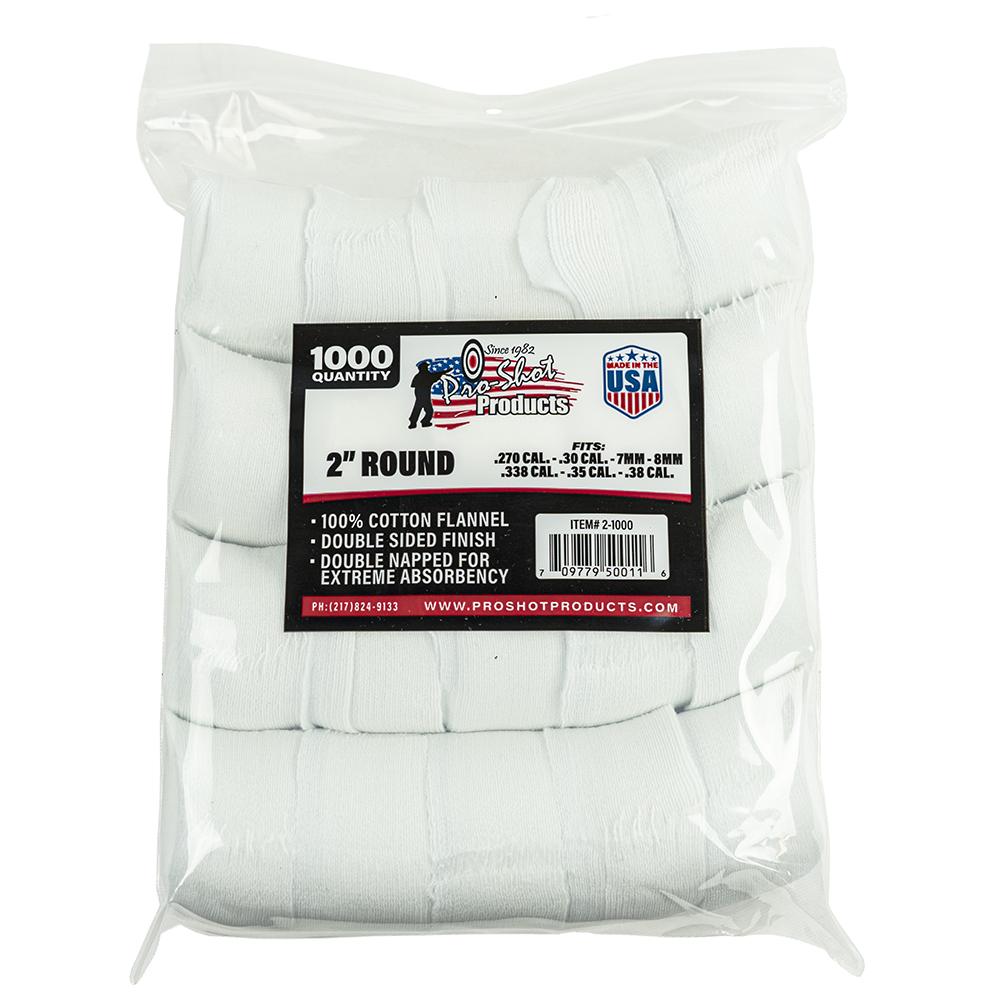 Pro-Shot 2" Round 100% Cotton Patches 1000/ct - Pro-Shot