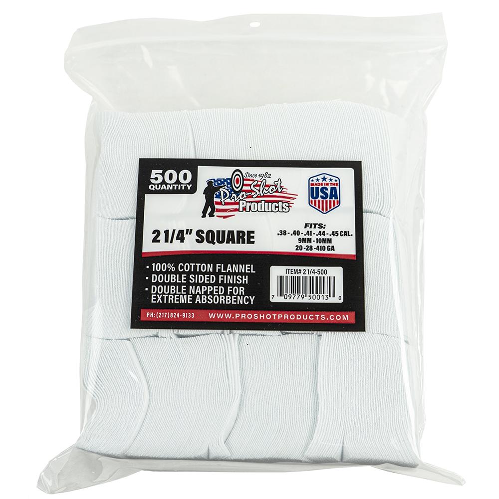 Pro-Shot 2 1/4" Square 100% Cotton Patches 500/ct - Pro-Shot