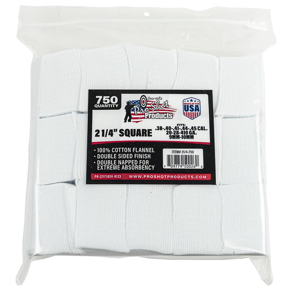 Pro-Shot 2 1/4" Square 100% Cotton Patches 750/ct - Pro-Shot