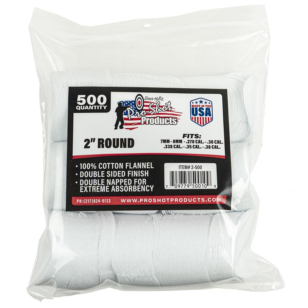 Pro-Shot 2" Round 100% Cotton Patches 500/ct - Pro-Shot