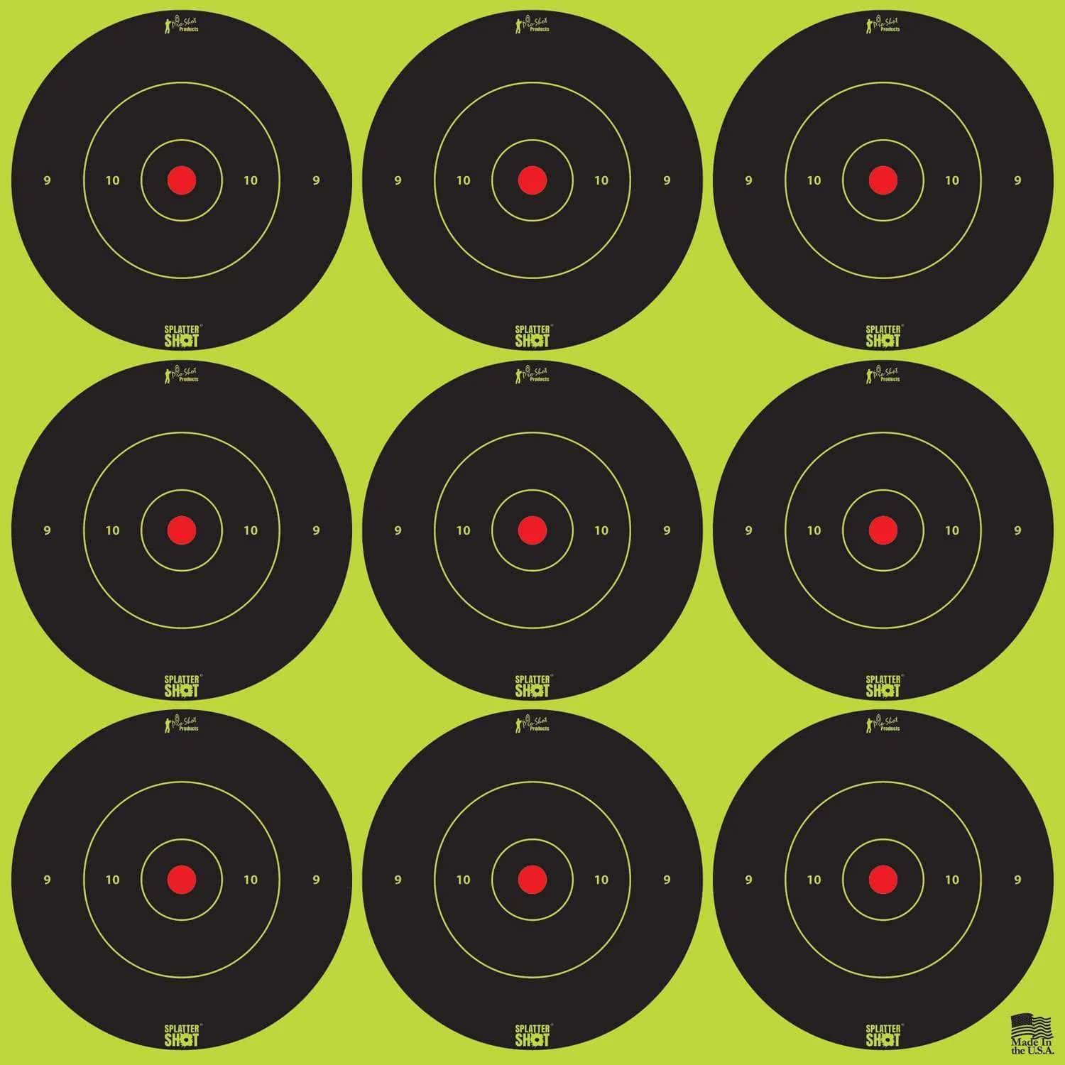 ProShot 2" SplatterShot Green Bullseye Targets Peel and Stick 108/ct