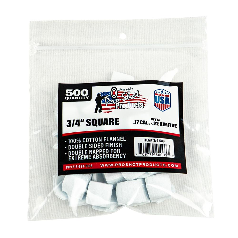 Pro-Shot 3/4" Square 100% Cotton Patches 500/ct - Pro-Shot