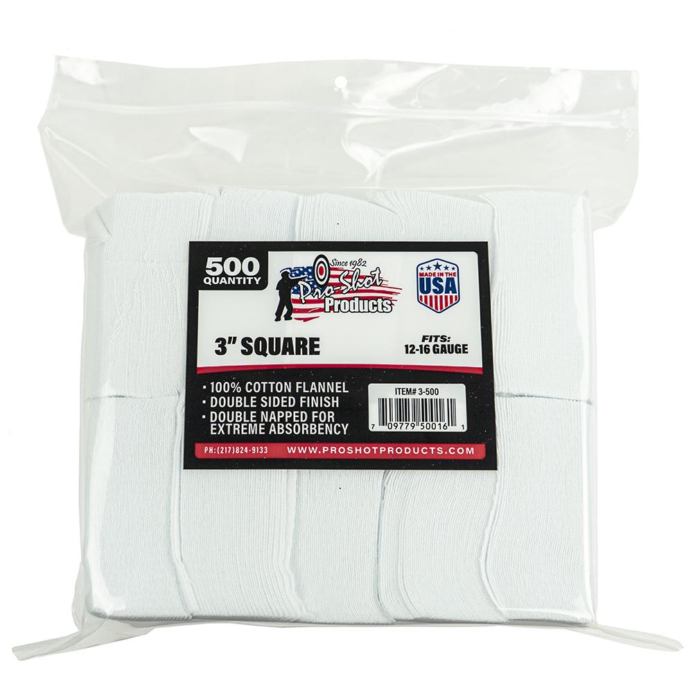 Pro-Shot 3" Square 100% Cotton Patches 500/ct - Pro-Shot