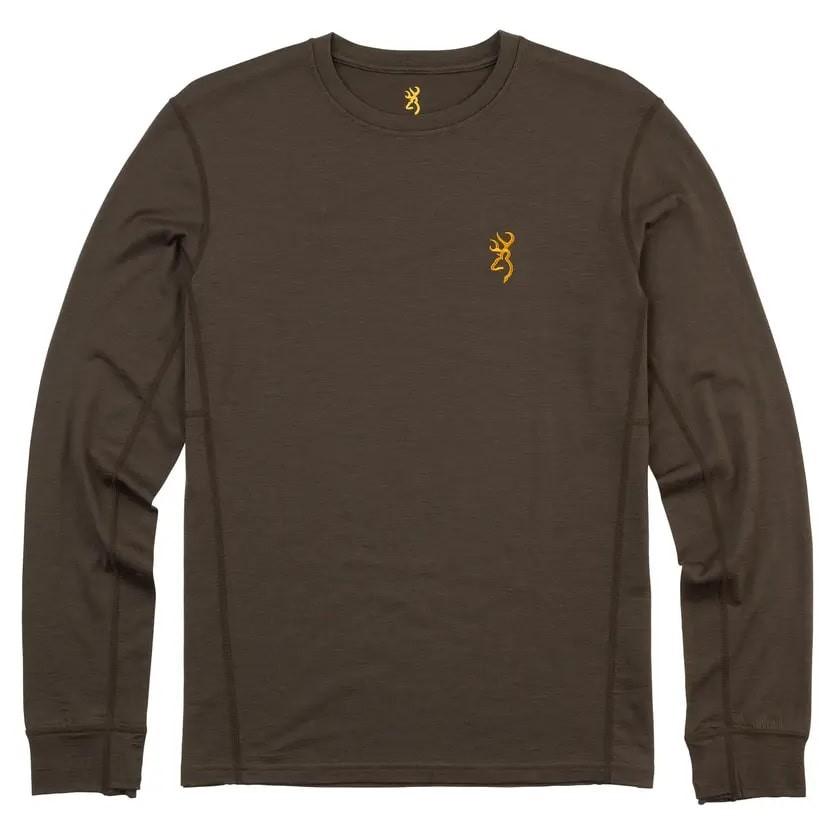 Browning Merino Crew Long Sleeve Shirt Major Brown S - Browning Clothing