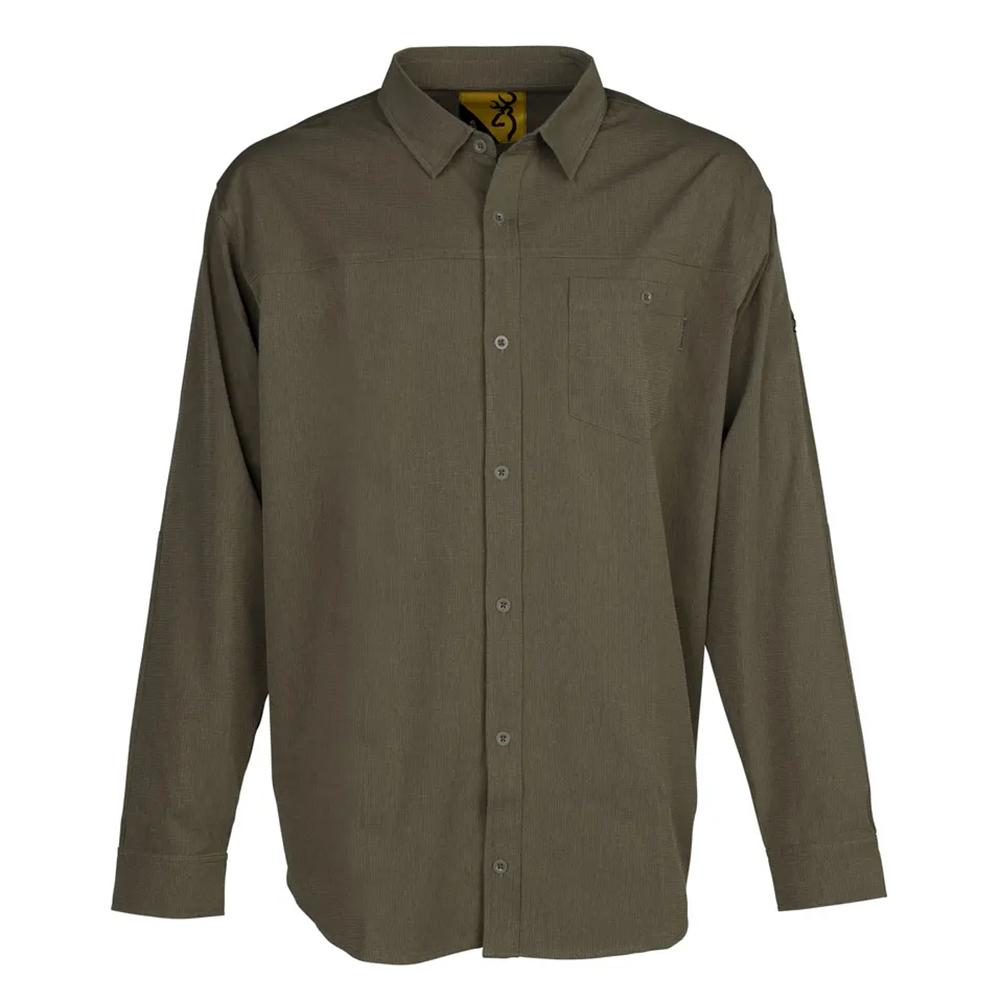 Browning Lightweight Button Down Long Sleeve Shirt Green S - Browning Clothing