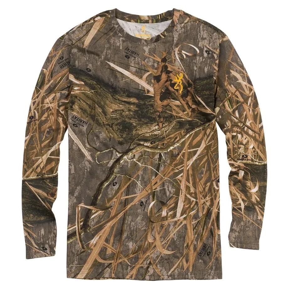 Browning Wasatch Long Sleeve T-Shirt Mossy Oak DNA Shadow Grass Habitat S - Browning Clothing