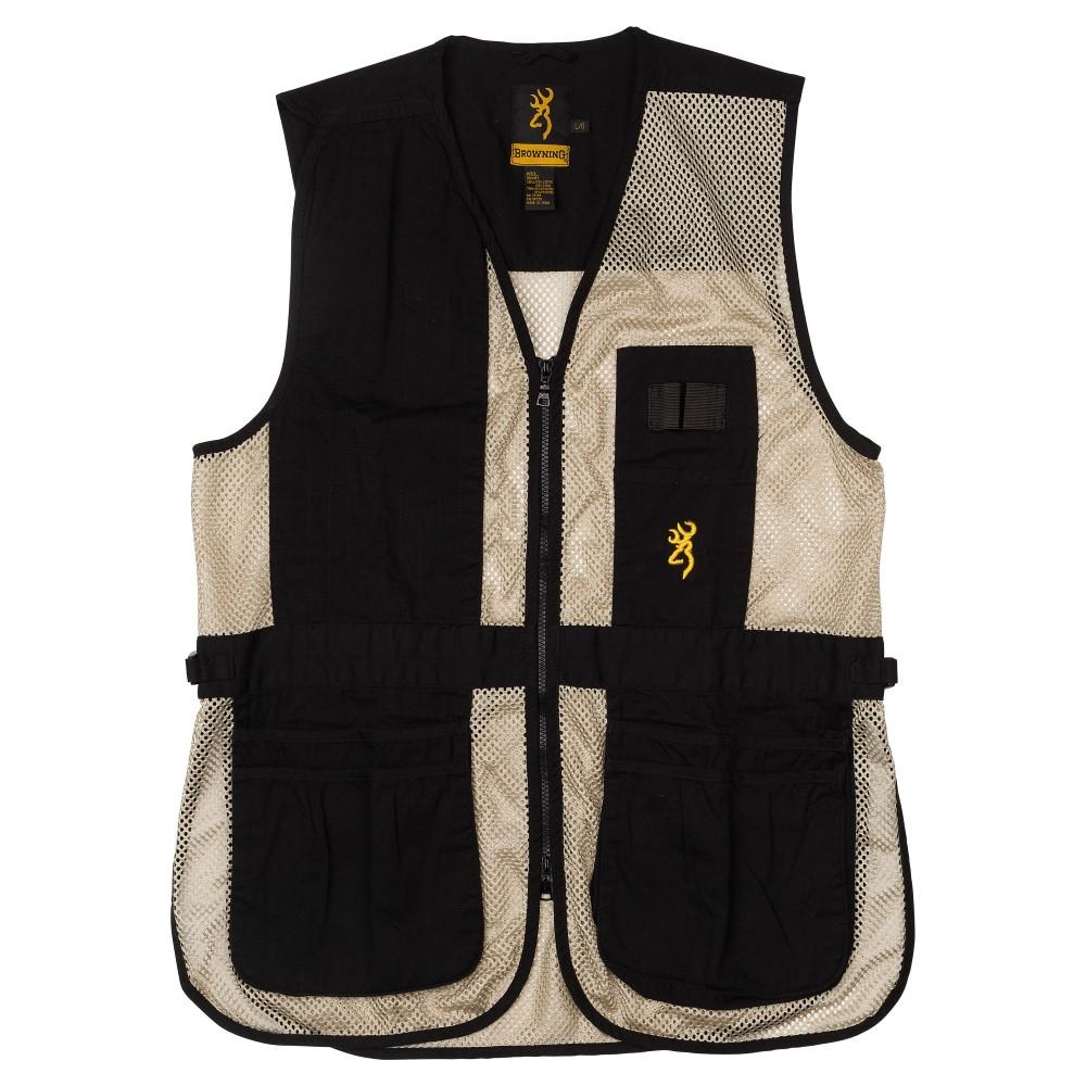 Browning Trapper Creek Mesh Shooting Vest Black and Tan S - Browning Clothing