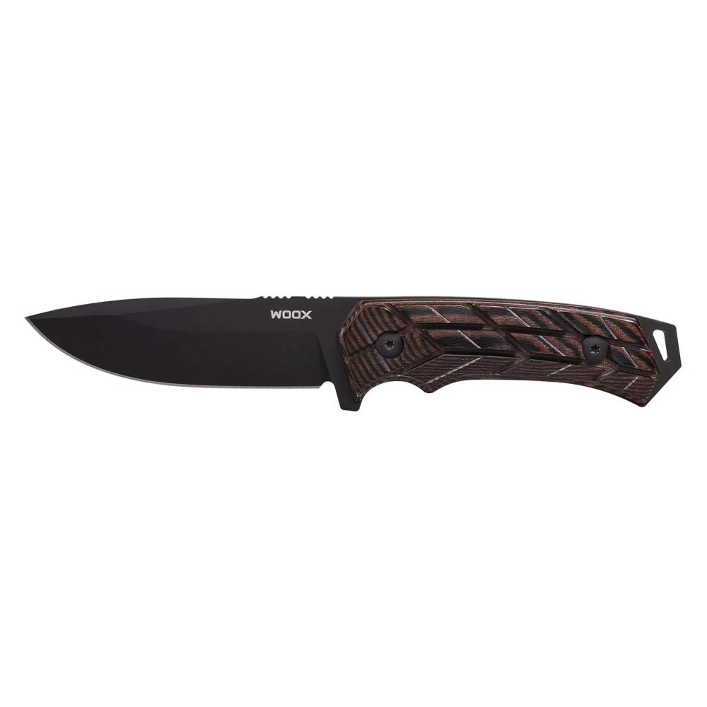 Woox Rock 62 Fixed Knife 4-1/4" Drop Point Blade Black with Brown X-Grip Handle - WOOX